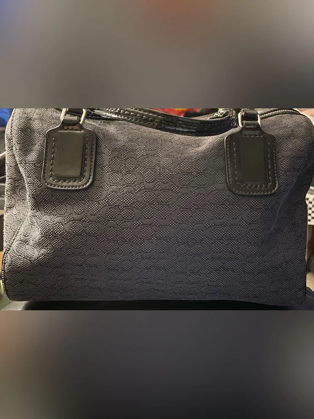 Coach Black Logo-Embossed Dome Satchel EUC